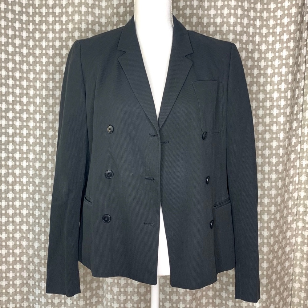 CALVIN KLEIN COLLECTION Black Double Breasted Blazer Jacket Coat Collar Size 6 - Picture 5 of 13